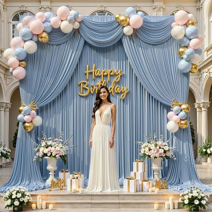50ft×12ft Dusty Blue Backdrop Curtains - Image 2
