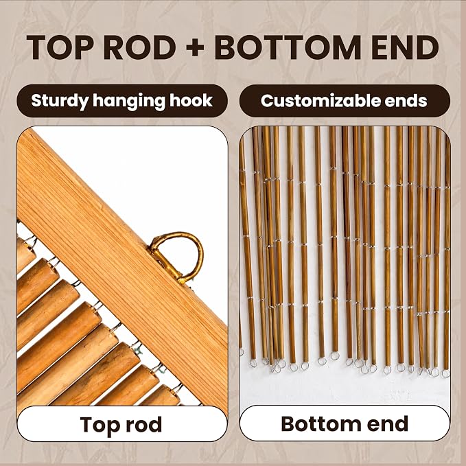 Natural Bamboo Beaded Curtain for Doorway 35.4" x 78.7" | 90-strand bead curtain - Image 5