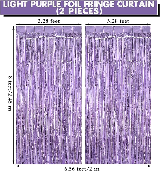 2 Pack Fringe Curtains Foil Shiny Fringe Backdrop Tinsel Door Streamers Foil - Image 2