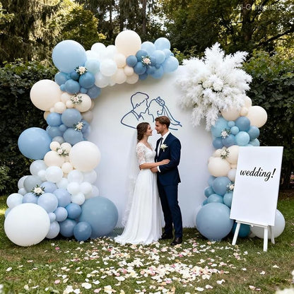 Dusty Blue Balloons Arch Kit, Sand White, Different Size | Latex Balloons - Image 6