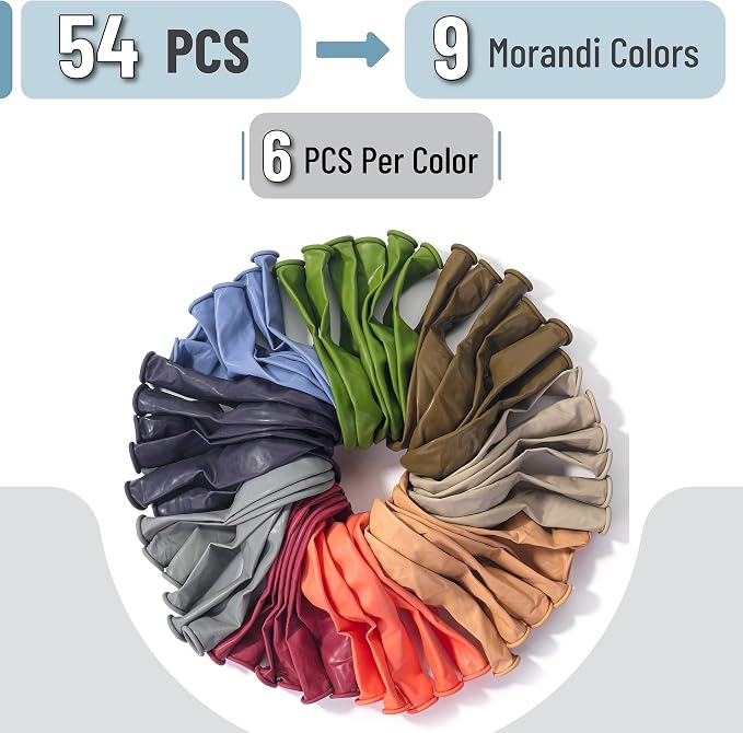 Mr. Pen- Balloons Morandi Colors, 12 Inch, 54 Pack | Mixed Color Latex Balloons - Image 2