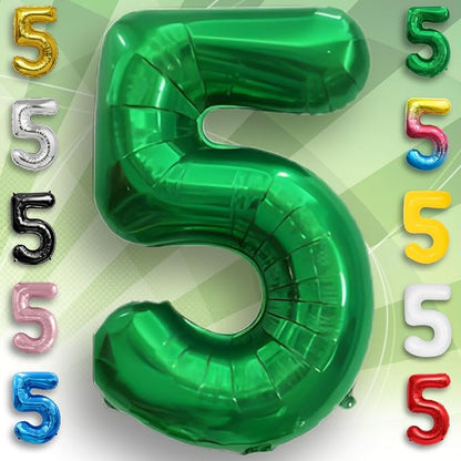 Green Number Balloon 5 Mylar Foil Balloons 32 inch - Image 5