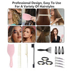 Hair Brush Set, Professional Styling Tools with Combs and Accessories, Pink, Gift Box Included (Pink Brush+Black Brush)
