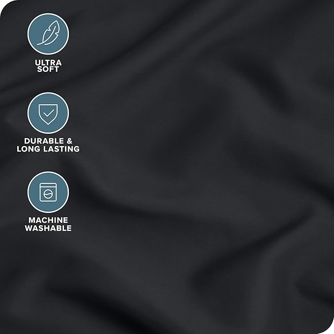 Bare Home 4 Pillowcases - Premium 1800 Ultra-Soft Collection - Bulk Pack - Double Brushed - Hypoallergenic - Wrinkle Resistant - Easy Care (Standard - 4 Pack, Black)