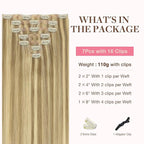 GOO GOO Clip in Hair Extensions Real Human Hair, Remy Human Hair Extensions Clip ins for Women, Natural Human Hair, 20inch 180g 9Pcs, #16/22 Light Blonde Highlighted Golden Blonde