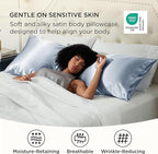 Bedsure Body Pillow Cover 20x54 Inches - Stone Blue Satin Similar to Silk Pillowcase for Hair and Skin, Cooling and Silky Long Body Pillow Pillowcase with Envelope Closure, Gifts for Women Men