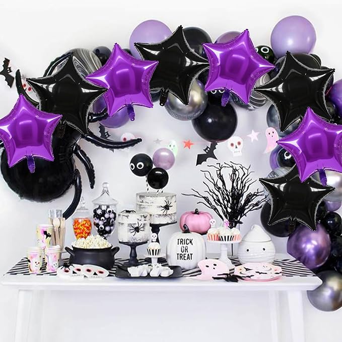 TONIFUL 30 Pcs Star Shaped Balloons 18 Inch Large Black Purple Foil Balloon | - Image 6