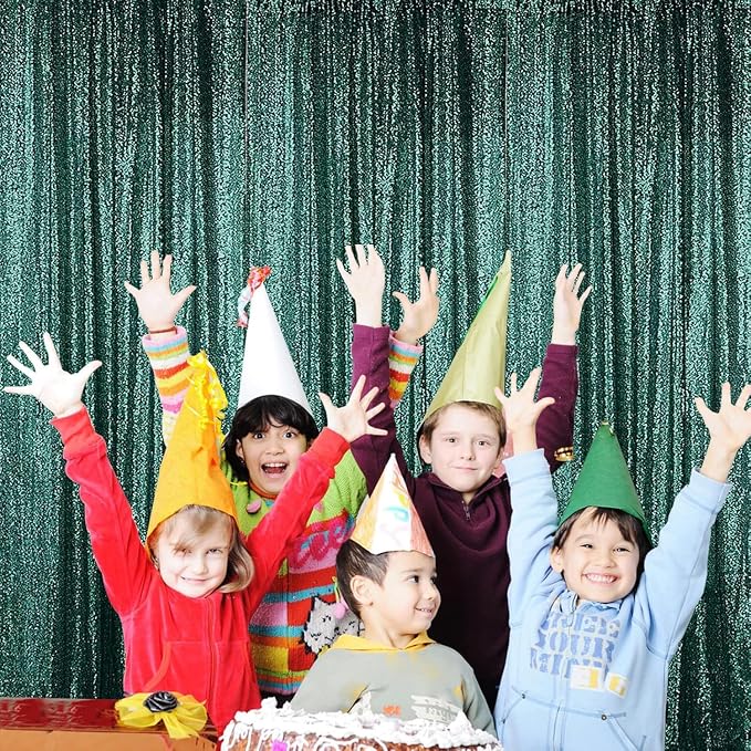 Sugargirl Dark Green Sequin Backdrop Curtain 4FTx8FT Glitter Dark Green - Image 4