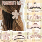 12 Pcs Claw Clips, Multi-Shapes Hair Clips for Women Girls, Non-Slip Large Jaw Claw Clips for Thick Thin Curly Hair Accessories (White + Beige)