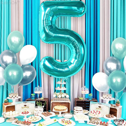 KatchOn Giant Aqua Blue Number 5 Balloon - Image 3