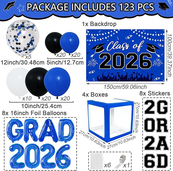 Graduation Decorations 2026, Balloon Arch Kit and Backdrop - Image 3