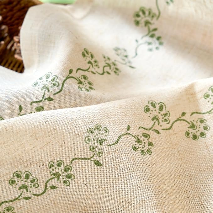 Cathy Linen Floral Curtains for Living Room Privacy Curtains Set of 2 for - Image 3