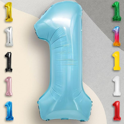 Candy Blue Number Balloon 1 Mylar Foil Balloons 16 Inch - Image 2
