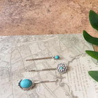 Women's Western Turquoise Hair Clips Set of 6 Decorative Bobby Pins Boho Hair Barrettes-(White，Green)