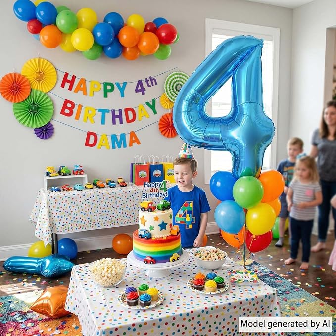 Light Blue Number 4 Balloon 40 Inch, Foil Numeral - Image 2