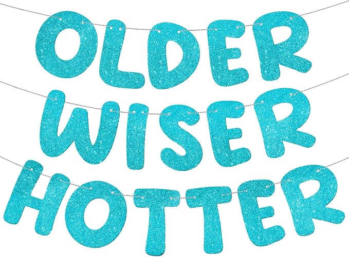Fulmoon Set of 3 Pre Strung Older Wiser Hotter Glitter Banner Funny Birthday by Fulmoon
