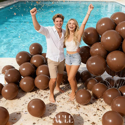 AULE 50Pcs Latex 12 Inch Coffee Brown Balloons | Helium Party Balloons Happy - Image 3
