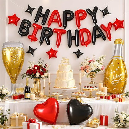 Red and Black Happy Birthday Balloons Banner, Birthday Decorations - Image 8