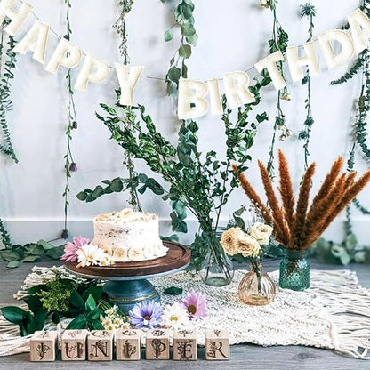 Pre-Strung 3D Felt White Happy Birthday Banner, Happy Birthday Sign - Image 6