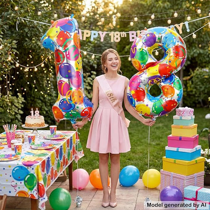 40 Inch Number 18 Balloon Set Large Foil Balloons - Image 5