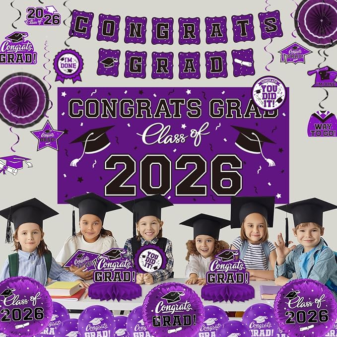 Purple Themed 2026 Graduation Decorations Set - Image 5