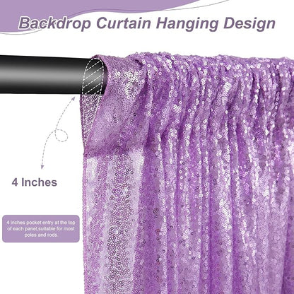 Baby Blue Sequin Backdrop Curtains-2 Panels 3FTx8FT Light Blue Backdrop - Image 2