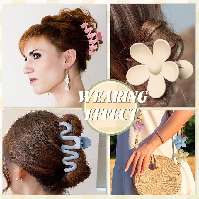 12 Pcs Claw Clips, Multi-Shapes Hair Clips for Women Girls, Non-Slip Large Jaw Claw Clips for Thick Thin Curly Hair Accessories (Colorful)