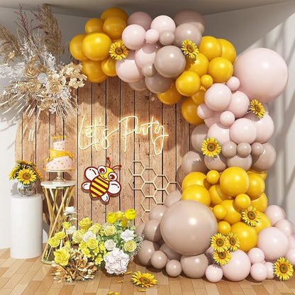 Mustard Yellow and Beige Balloon Garland Kit, Pastel Yellow Cream White Sand by Govpy