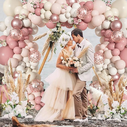 156Pcs Boho Blush Pink Balloons Arch Garland Kit Different Size | Retro Dusty - Image 6
