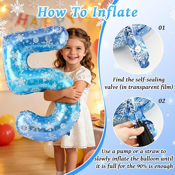 40 Inch Snowflake Number 5 Balloons, Themed Birthday Decorations - Image 5