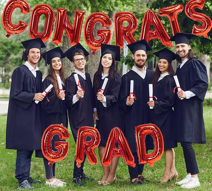 16 Inch Red Congrats Grad Banner Balloons, Graduation Decorations 2026 - Image 4