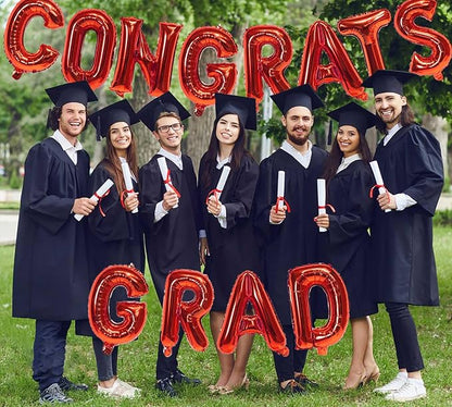 16 Inch Red Congrats Grad Banner Balloons, Graduation Decorations 2026 - Image 4