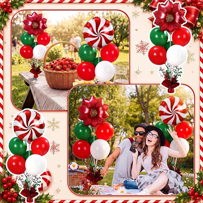 Civaner Christmas Party Balloons Stand Kit 6 Sets, and Green - Image 2