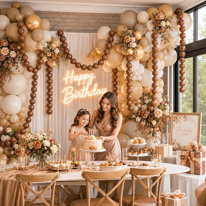Dark Brown Linking Balloons, Fall Thanksgiving Woodland Harvest Boho Birthday - Image 7