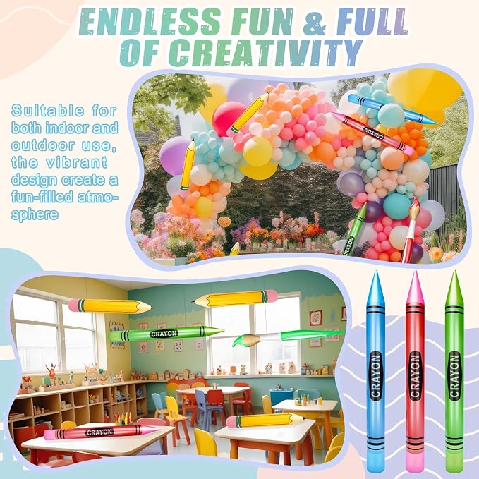 SAYAYA 8 Pcs Large Inflatable Pencil Balloons Set Jumbo Inflatable Crayons - Image 7