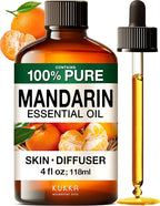 KUKKA Mandarin Essential Oils - 4 Fl Oz - for Hair, Skin, Diffuser, Aromatherapy & DIY Soap Making Scent