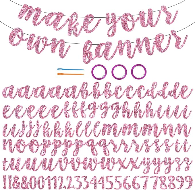 BEISHIDA Glitter Pink 116 PCS A-Z DIY Letter Banner Kit Make Your Own by Beishida