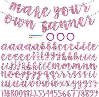 BEISHIDA Glitter Pink 116 PCS A-Z DIY Letter Banner Kit Make Your Own by Beishida