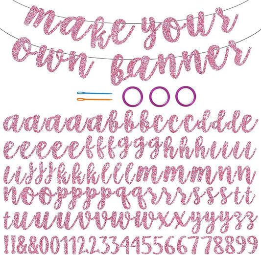 BEISHIDA Glitter Pink 116 PCS A-Z DIY Letter Banner Kit Make Your Own by Beishida