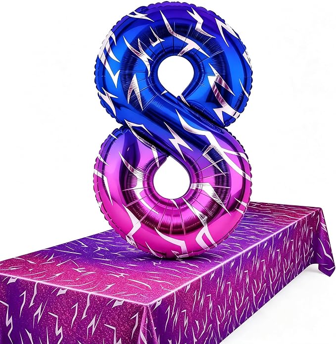 2pcs Purple Demon 54''x108'' Birthday Tablecloth and 40 Inches Number 8 Hunters by Unknown