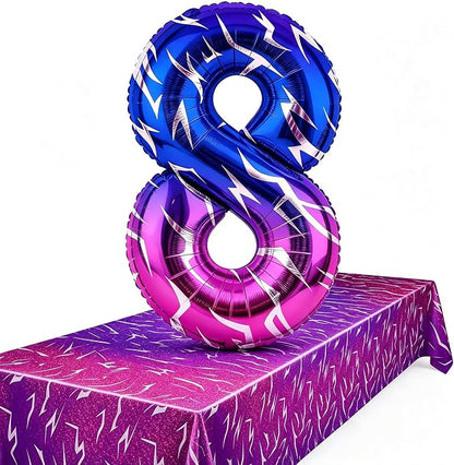 2pcs Purple Demon 54''x108'' Birthday Tablecloth and 40 Inches Number 8 Hunters by Unknown