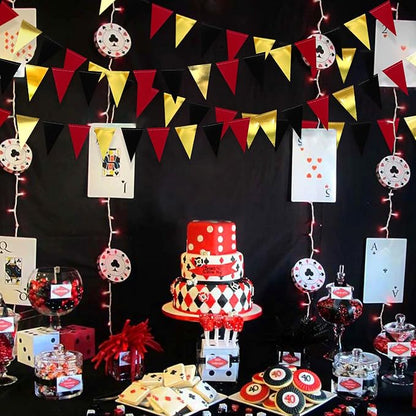 30 Ft Red Black and Gold Party Decorations Hanging Paper Triangle Banner - Image 4