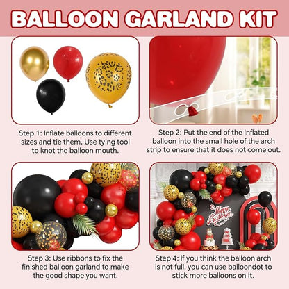 Red and Black Cheetah Print Balloons Arch Kit - Image 8
