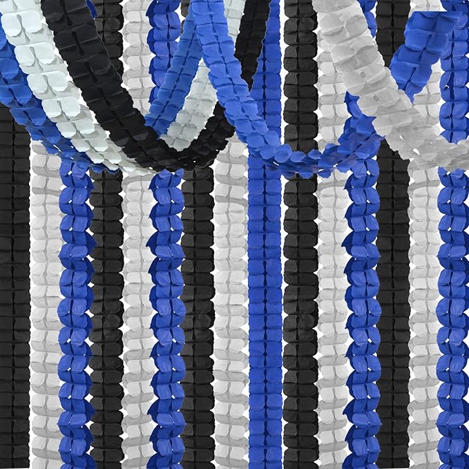 Navy-Blue Black-Silver Party-Decorations Streamers Garland - 157Ft Graduation by Hugtmr