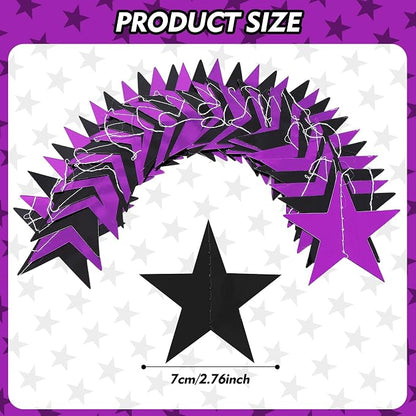 BEISHIDA 6Pcs Black and Purple Star Garland Decor Twinkle Paper Star Streamers - Image 3