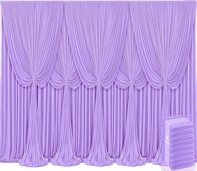 8 Panels Lavender Backdrop Curtains by Tao-GePartyDecorations