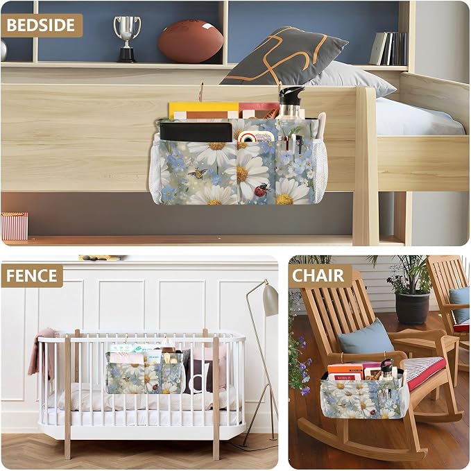 Bedside Caddy Metal Frame Hanging Organizer Bunk Bed Dorm Accessories Hook And - Image 8