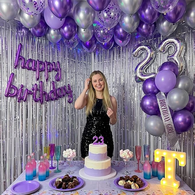 Metallic Purple Balloons 50Pack 12 Inch Chrome Purple Latex Party Balloons - Image 5