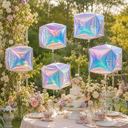 Iridescent Cube Balloons, Baby Shower, Anniversary and Mermaid Party Decorations - Image 7