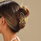 Gold Hair Clips for Women Flower and Double Row Small Claw Clips for Thin/Medium Fine Hair - Nonslip Jaw Clips